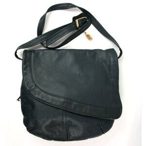 Vintage 33 East Blue Black Leather Handbag Messenger Bag Crossbody Purse 1990s